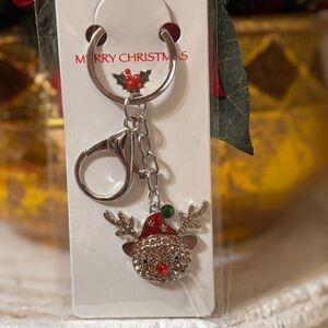 Merry Christmas Keychain or Bag charm in Silver tone